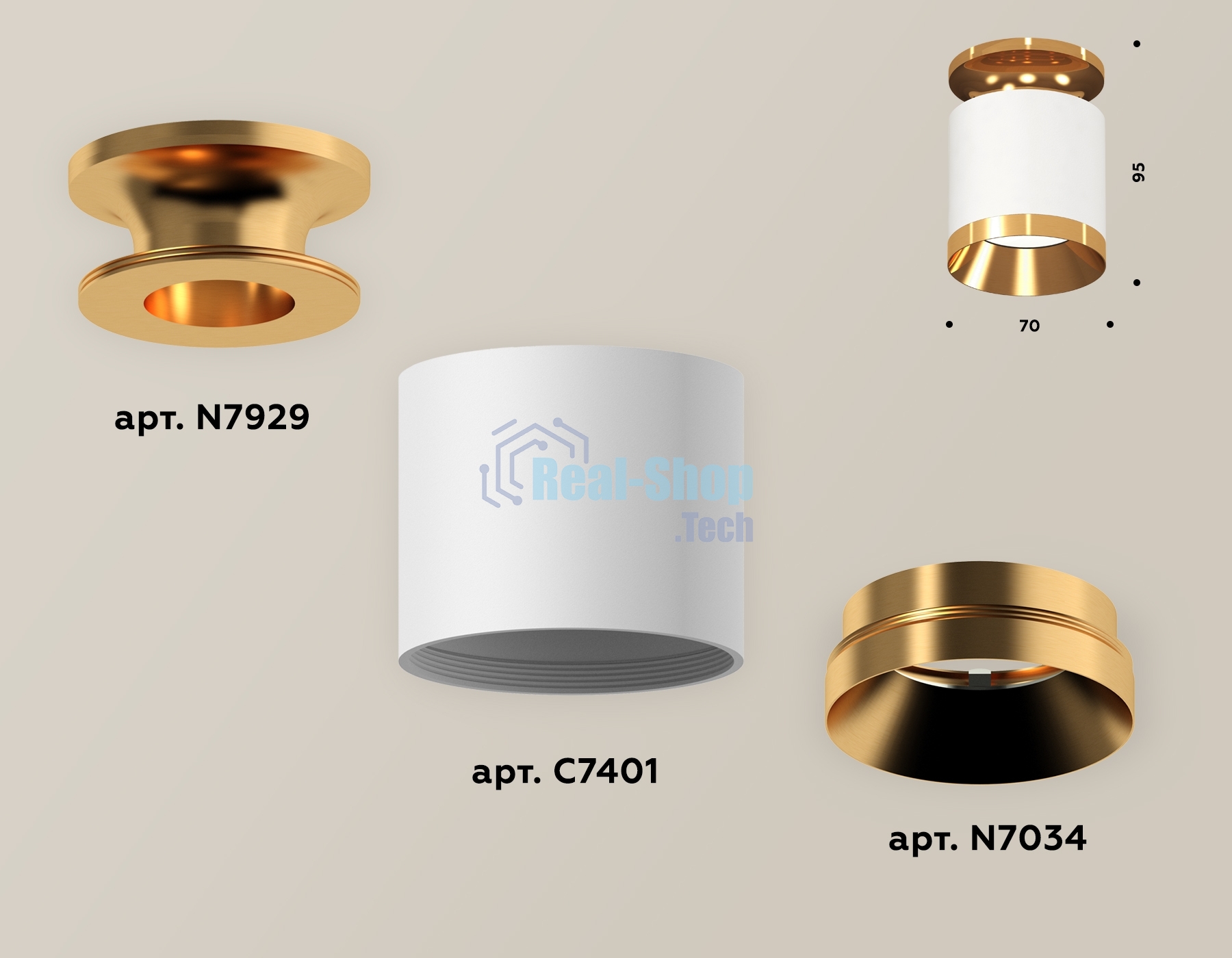 Светильник Ambrella Light XS7401121 SWH/PYG белый песок/золото желтое полированное MR16 GU5.3 (N7929, C7401, N7034)