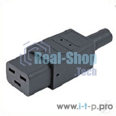 Разъемы для силового кабеля Hyperline CON-IEC320C19 Разъем IEC 60320 C19 220В 16A на кабель, контакты на винтах (плоские контакты внутри разъема), прямой