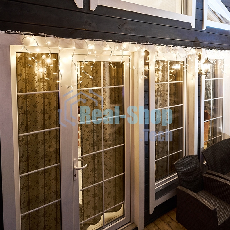 Гирлянда Neon-night Айсикл (бахрома) светодиодный, 4,0 х 0,6 м, белый провод каучук, 230 В, диоды теплый белый, 128 LED