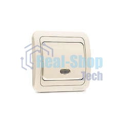 Выключатель одноклавишный Makel СП Mimoza 10А IP20 с подсветкой крем./крем.