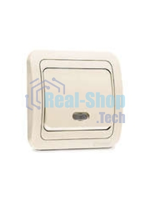 Выключатель одноклавишный Makel СП Mimoza 10А IP20 с подсветкой крем./крем.