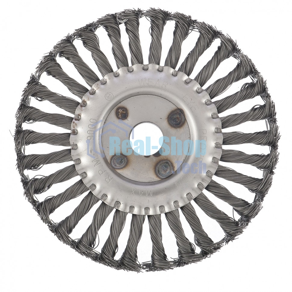 Щетка для УШМ Сибртех 175 мм, посадка 22,2 мм, Плоская, крученая проволока 0,5 мм