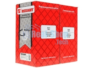 Кабель витая пара Rexant U/UTP cat.5e 4х2х24AWG solid CU PE Outdoor трос черный (м)