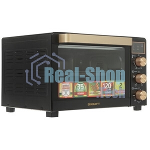 Мини-печь Kraft KF-MO 3506 KGLB (черный/золото) с дисплеем