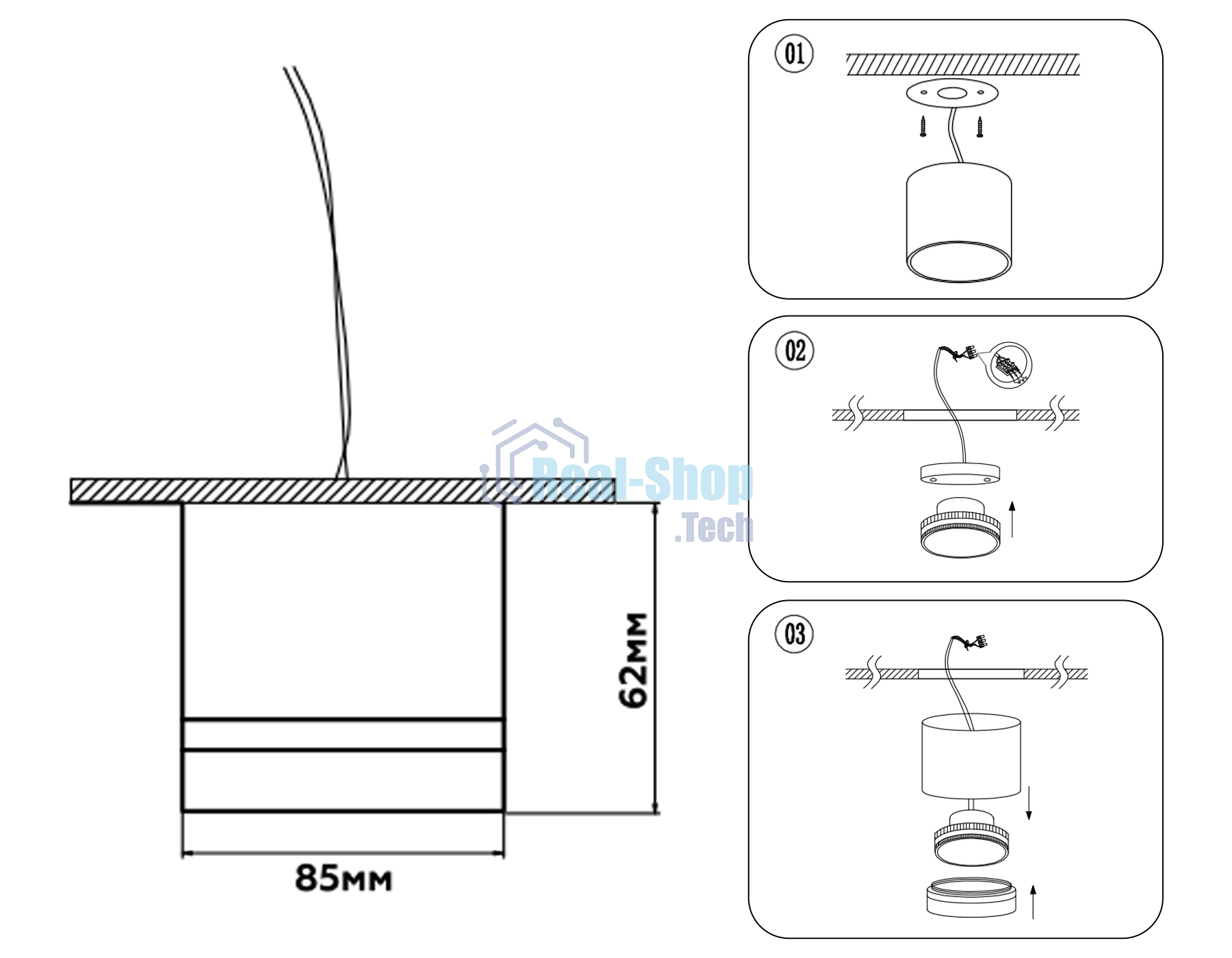 Светильник Ambrella light TN5245 WH белый GX53 max 12W D85*62