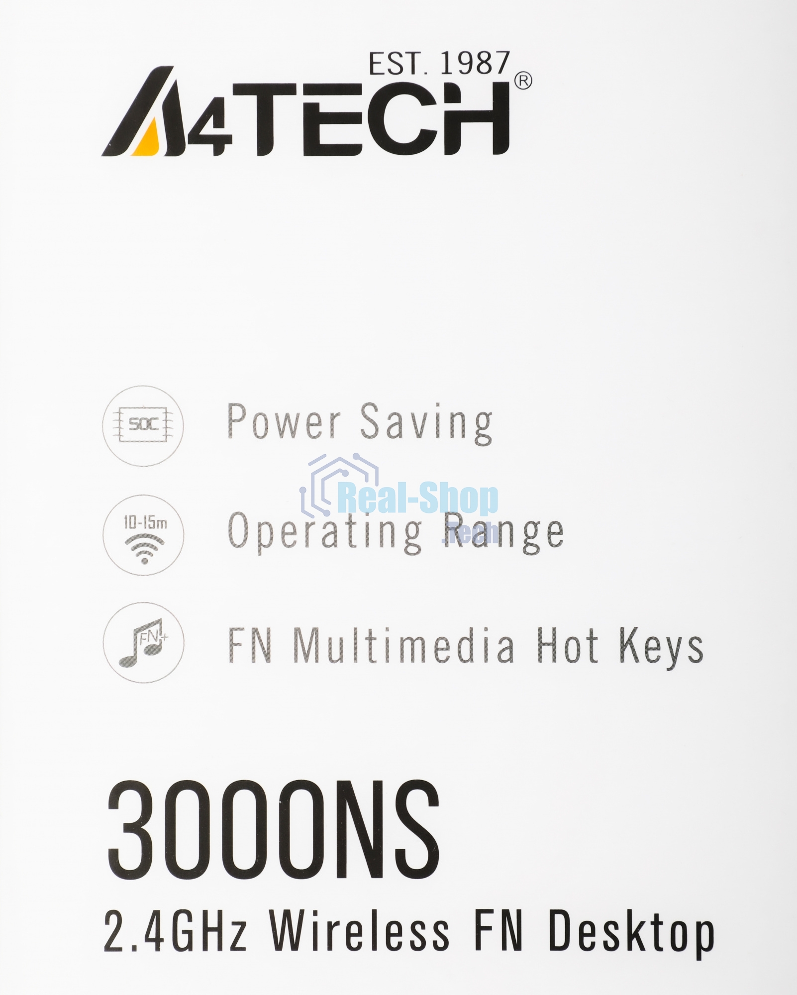 Комплект клавиатура+мышь A4Tech 3000NS беспроводной, USB, 1200 DPI, чёрный