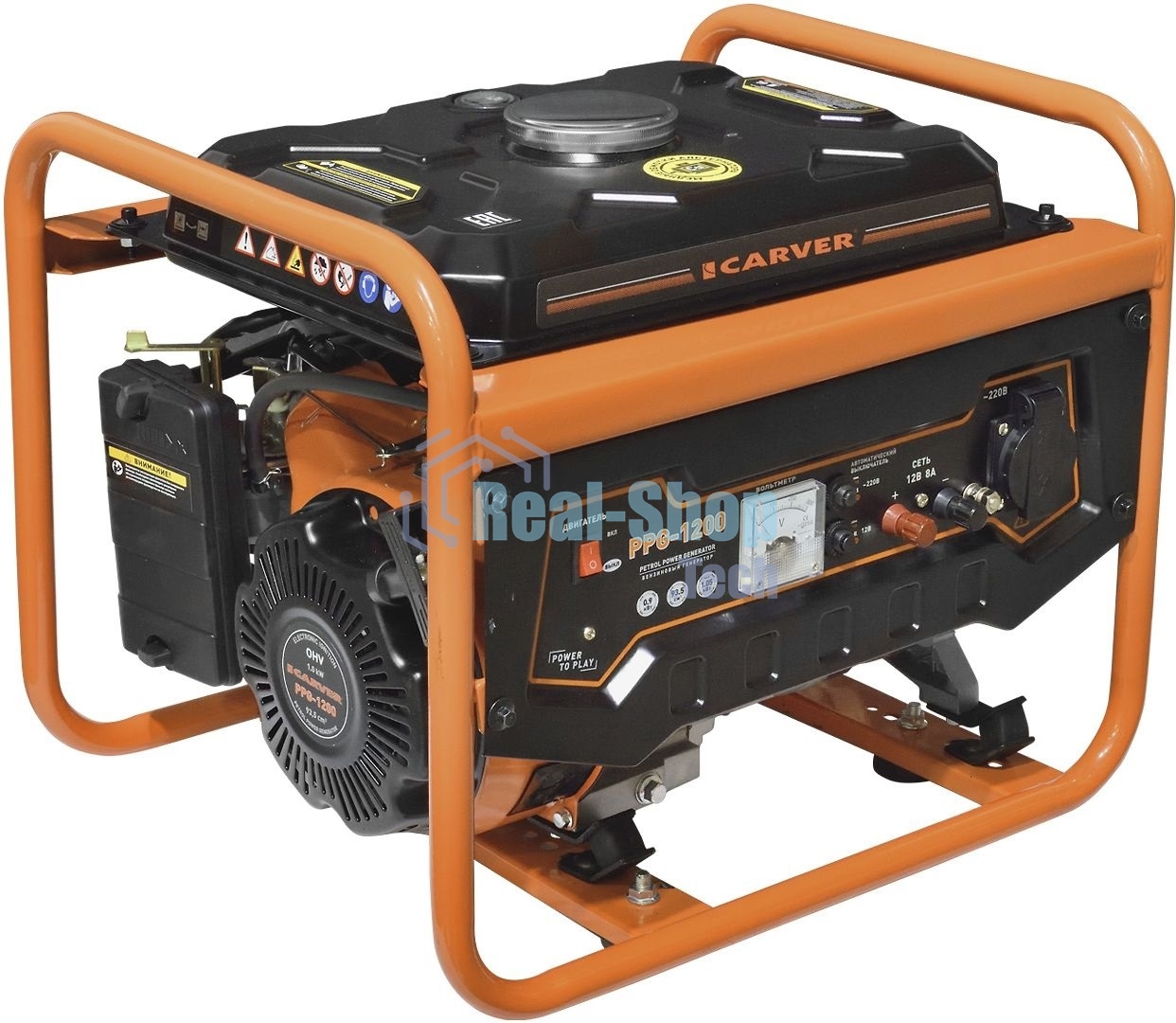 Электрогенератор бензиновый Carver PPG-1200, 1.05 кВт, 65 дБ, 24 кг