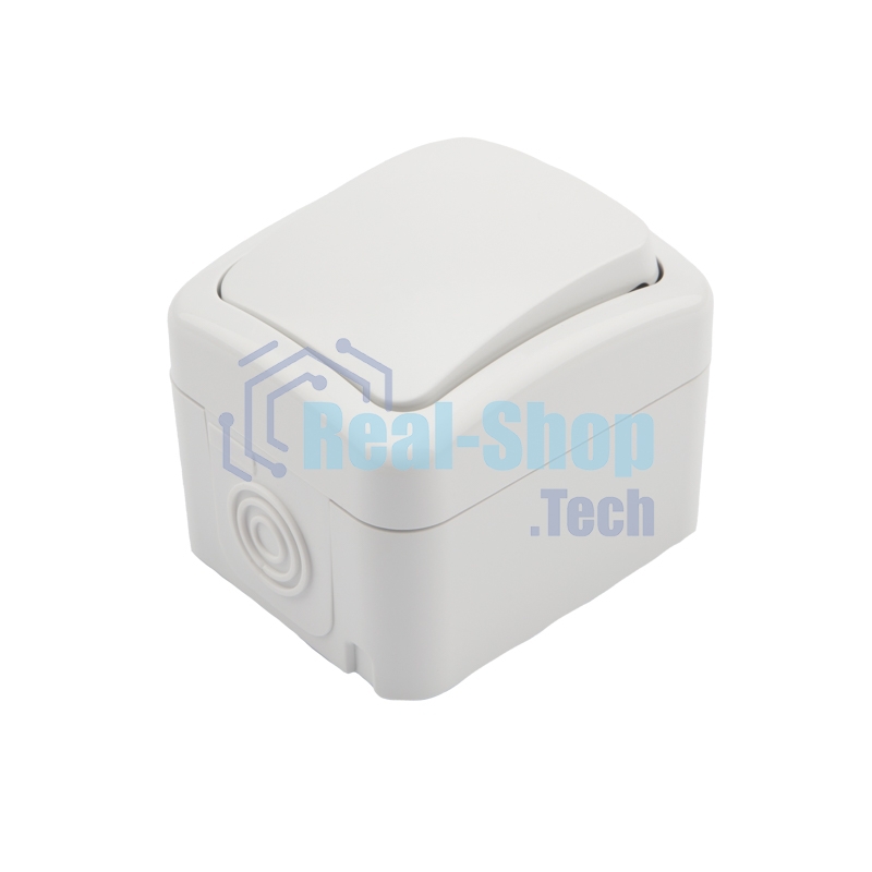 Переключатель проходной Kranz Mini OG открытой установки, IP54 белый