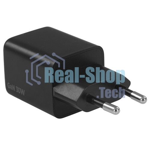 Зарядное устройство Cablexpert MP3A-PC-64, 30Вт GaN, 3А, QC4.0/PD, 1xUSB, 1xType-C, черный, пакет