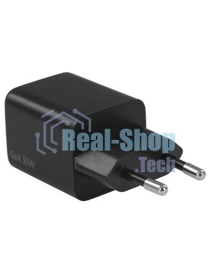 Зарядное устройство Cablexpert MP3A-PC-64, 30Вт GaN, 3А, QC4.0/PD, 1xUSB, 1xType-C, черный, пакет