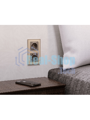 Комплект механизма электрической розетки ALFA Темная бронза матовый 2USB A+A 18W (быстрая зарядка) с/з QUANT (AP6390, VM155) MA639010