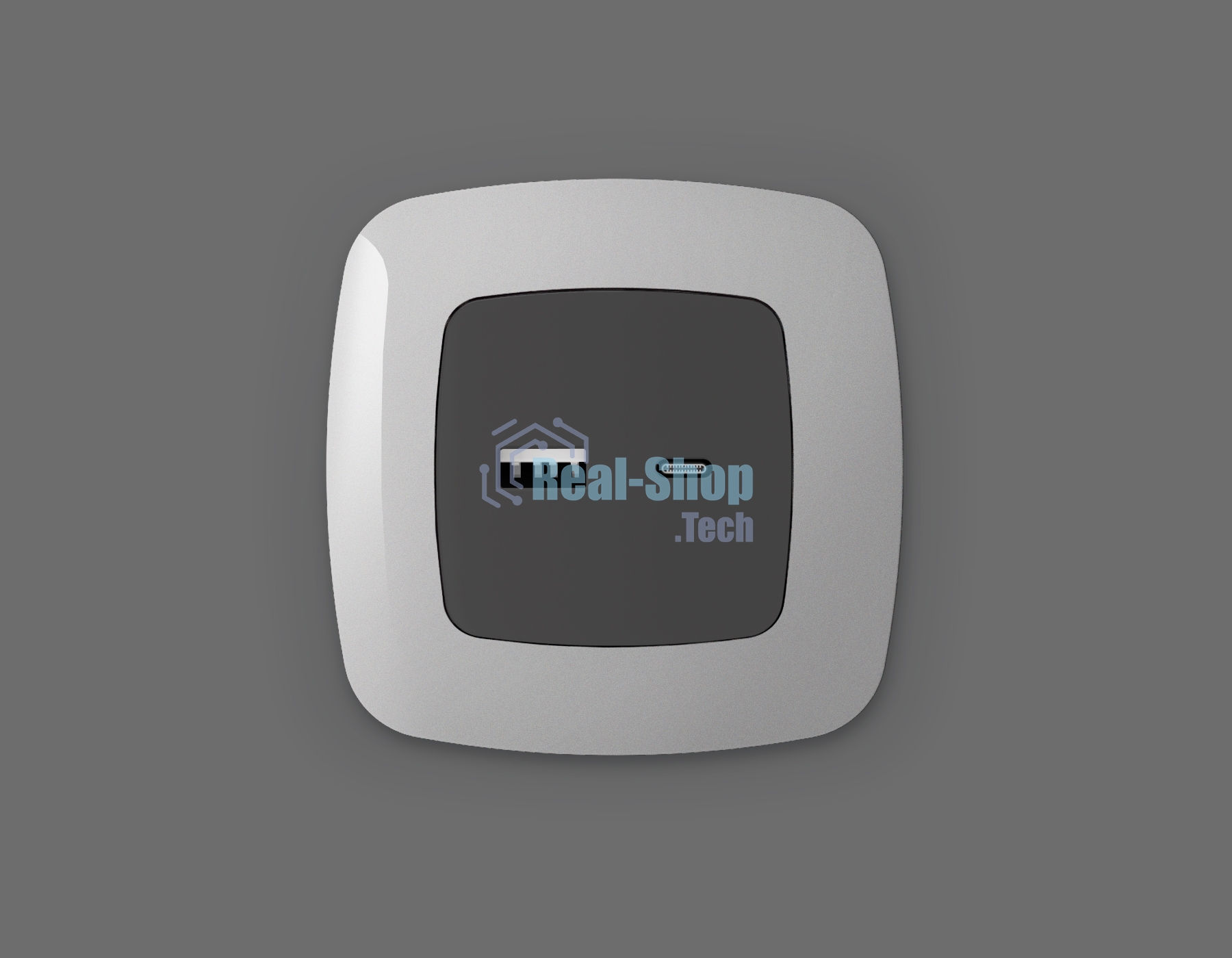 Лицевая панель OMEGA (Графит Мягкое касание) для розетки 2USB тип A+C QUANT OP9110