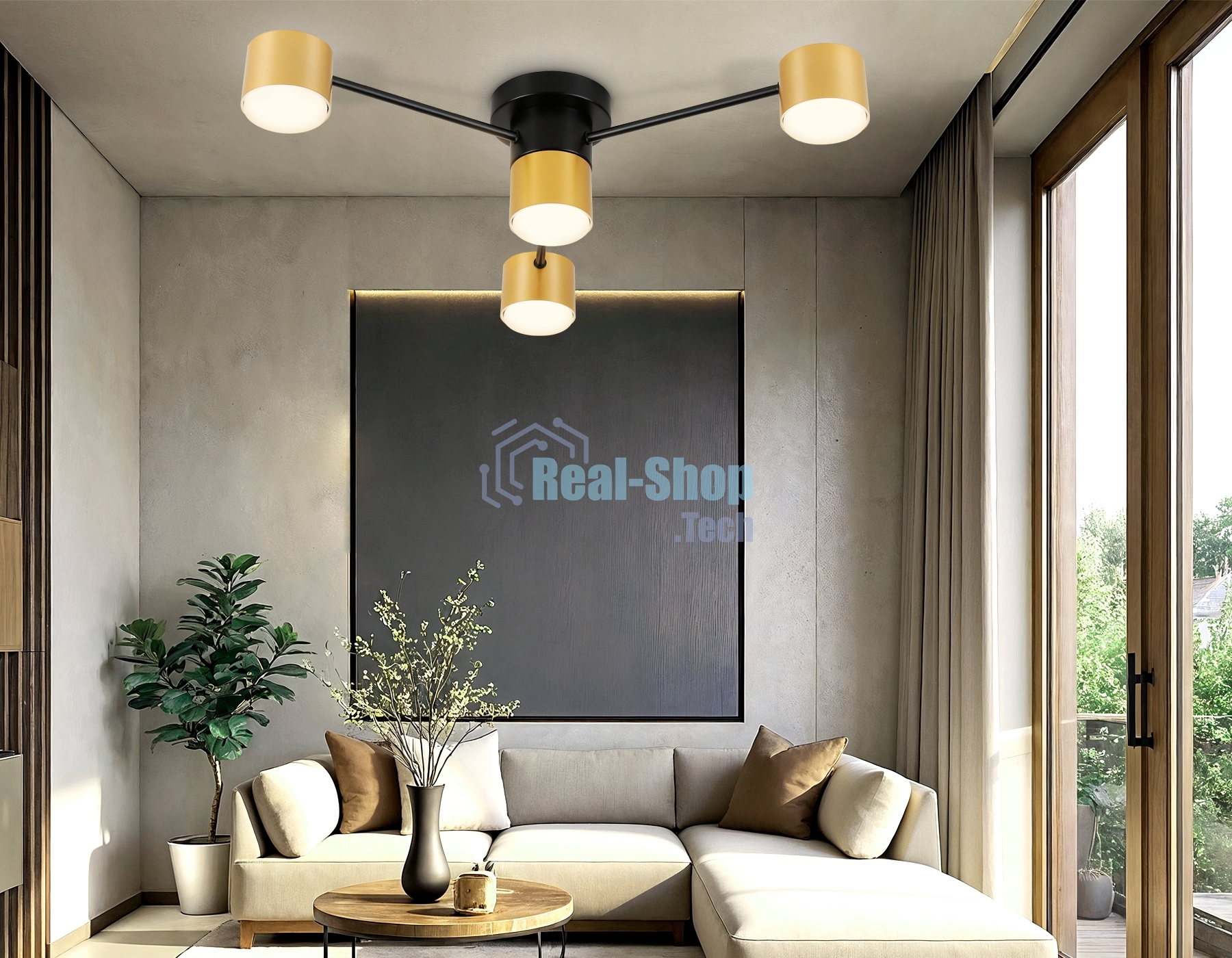Потолочный светильник Ambrella light FL51722/4 BK/GD черный/золото GX53/4 max 12W 645*135