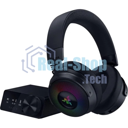 Гарнитура Razer Kraken V4 Pro чёрный, беспроводная + проводная, радиоканал, до 45 ч, подсветка