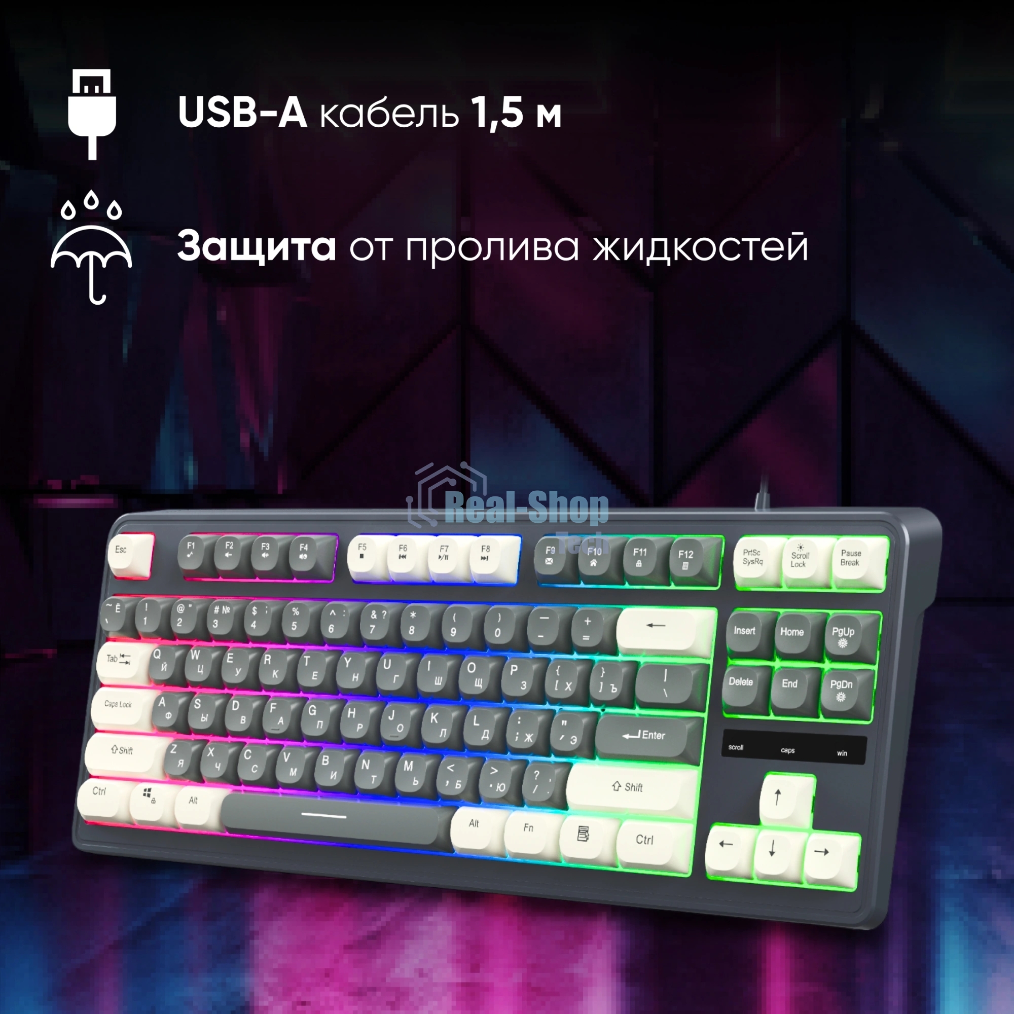 Клавиатура Oklick 711G проводная, USB Type-A, серый