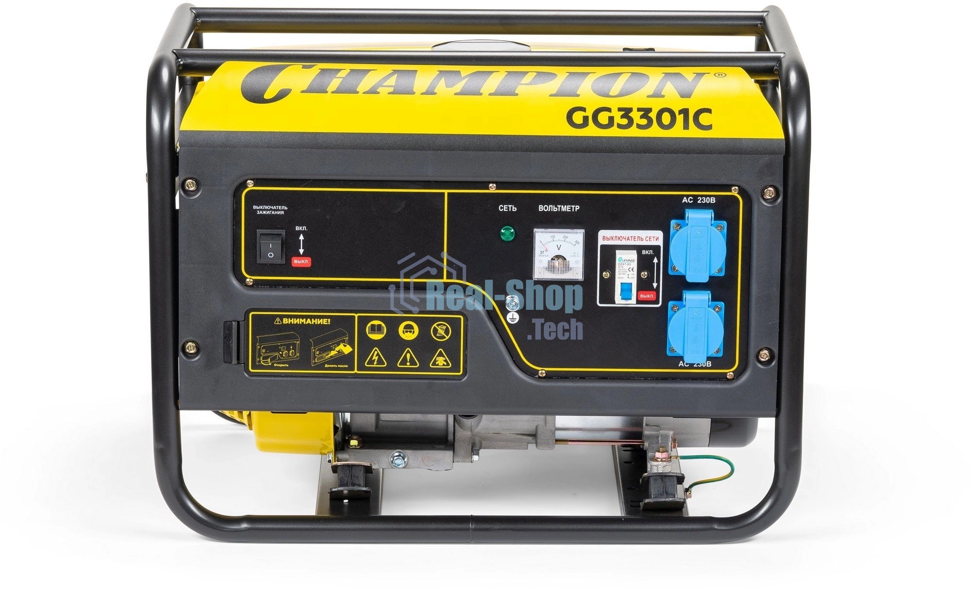 ГенераторCHAMPION GG3301C (2,8/3,1кВт 6лс 15л46кг высокий пусковой ток, 7кВт), шт