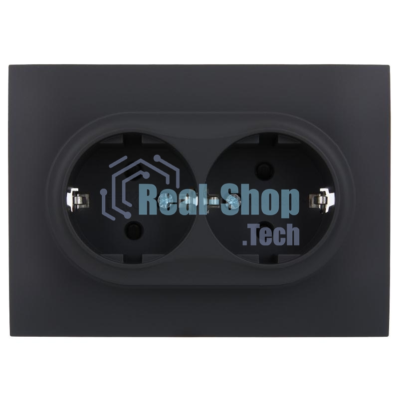 Розетка 2-м IEK SKANDY SK-R07G графит SK-R24-16-K53-F 16А с заземл. защ. штроки в сборе