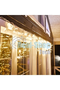 Гирлянда Neon-night Айсикл (бахрома) светодиодный, 4,0 х 0,6 м, белый провод каучук, 230 В, диоды теплый белый, 128 LED