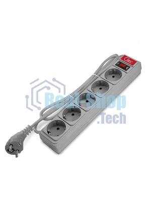 Удлинитель с сетевым фильтром 5х1.8 10А ПВС 3х0.75 сер. Союз 1341