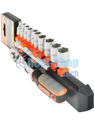 Набор торцовых головок PATRIOT SSR-1/4, CrV сталь, трещотка, удлинитель, 12 предм.Тороцовые головки 10 шт: 4,5,6,7,8,9,10,11,12,13 мм удлинитель 100мм 1шт трещотка 72 зуба 1 шт