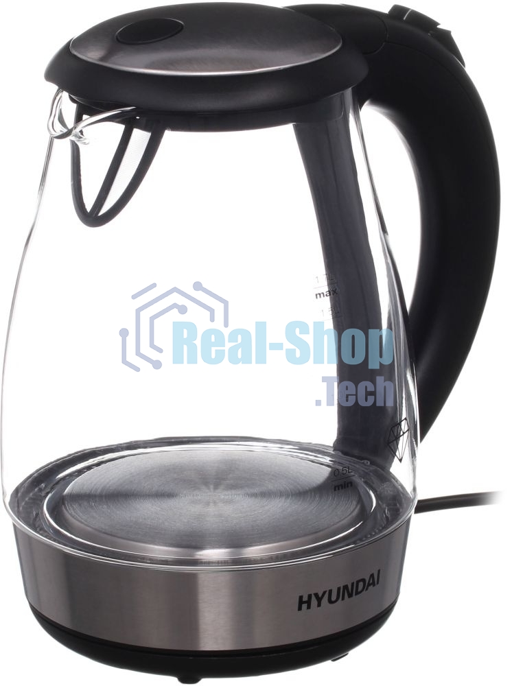 Чайник электрический Hyundai HYK-G2030 1.7л. 2200Вт черный (корпус: стекло)