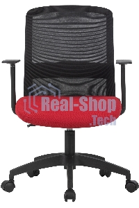 Кресло компьютерное Cactus CS-MC333-BKRD черный, сиденье темно-красный, сетка/ткань, низк.спин. крестов. пластик, пластик черный