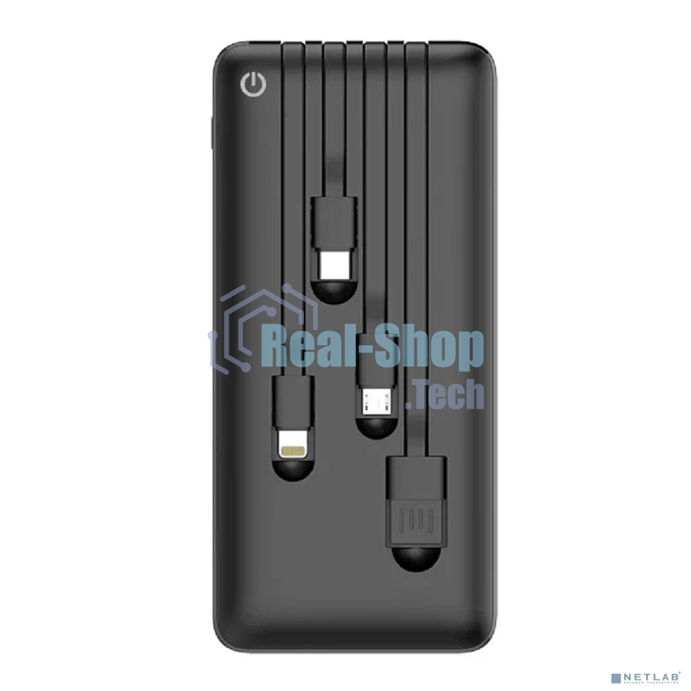 Портативный аккумулятор Powerbank Perfeo ABSOLUTE 10000mah In Micro usb,USB /Out USB,Micro usb,Type-C,Lightning, 2.1А/ черный (PF_B4878)