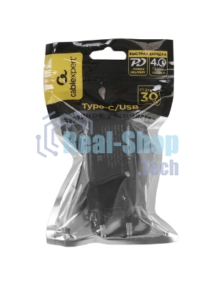 Зарядное устройство Cablexpert MP3A-PC-64, 30Вт GaN, 3А, QC4.0/PD, 1xUSB, 1xType-C, черный, пакет