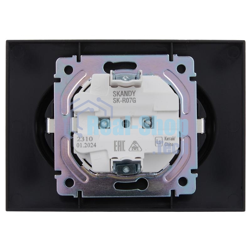 Розетка 2-м IEK SKANDY SK-R07G графит SK-R24-16-K53-F 16А с заземл. защ. штроки в сборе