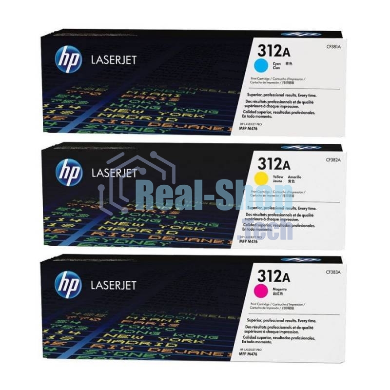 Картридж лазерный набор Hewlett-Packard 312A CF440AM голубой, желтый, пурпурный для HP CLJ Pro M476 2400 стр.