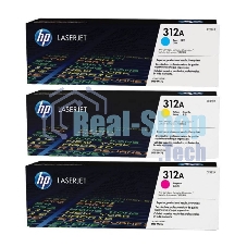 Картридж лазерный набор Hewlett-Packard 312A CF440AM голубой, желтый, пурпурный для HP CLJ Pro M476 2400 стр.