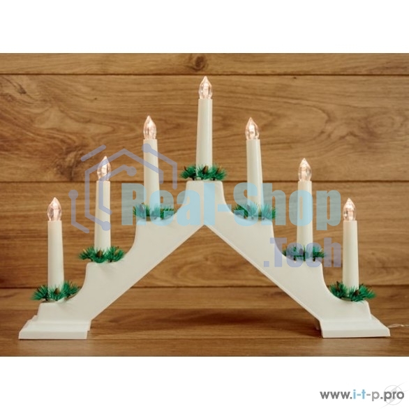 Новогодняя горка Neon-night 7 свечек, цвет корпуса: белый, цвет свечения: теплый белый