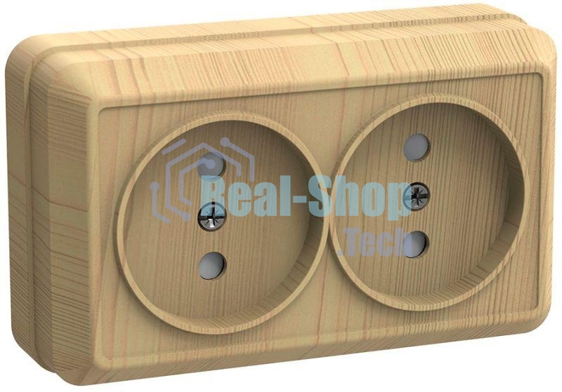 Розетка 2-м ОП Октава 10А IP20 без заземл. сосна ИЭК ERO20-K03-10-DC