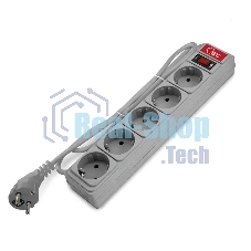 Удлинитель с сетевым фильтром 5х1.5 м 10А ПВС 3х0.75 сер. Союз 1328