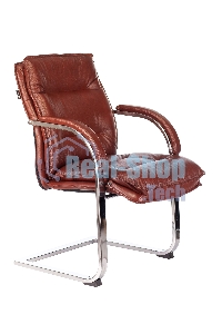 Кресло офисное Бюрократ T-9927SL-LOW-V Leather Eichel светло-коричневый, кожа, низк. спин. полозья металл хром