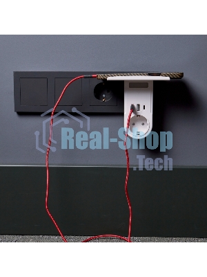 Сетевое зарядное устройство USB Rexant (2хUSB-A + USB-С) + розетка 220-250В с подсветкой и подставкой для телефона