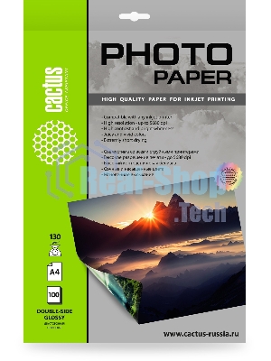 Фотобумага Cactus CS-GA4130100DS A4/130г/м2/100л./белый глянцевое/глянцевое для струйной печати