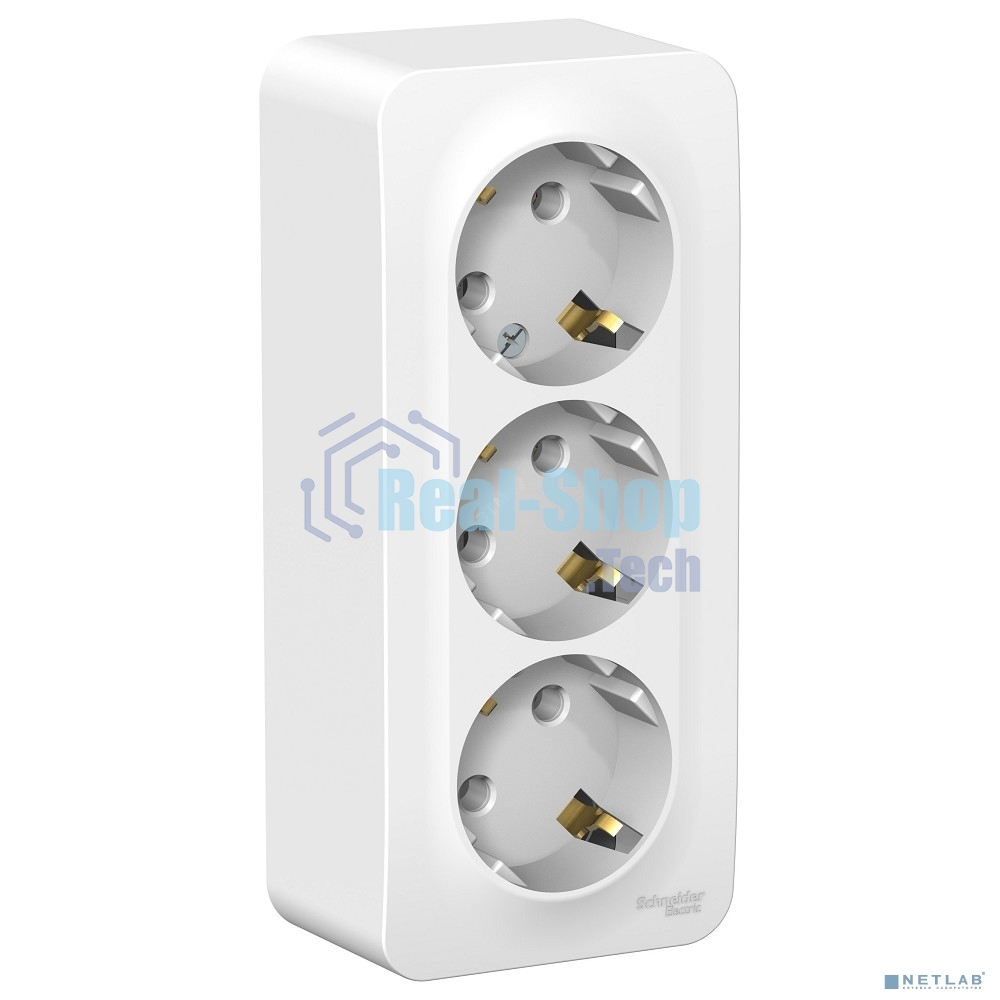 Розетка 3-м ОП Blanca 16А 250В без шторок с заземл. изол. пласт. бел. SchE BLNRA010311