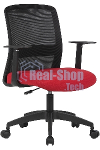 Кресло компьютерное Cactus CS-MC333-BKRD черный, сиденье темно-красный, сетка/ткань, низк.спин. крестов. пластик, пластик черный