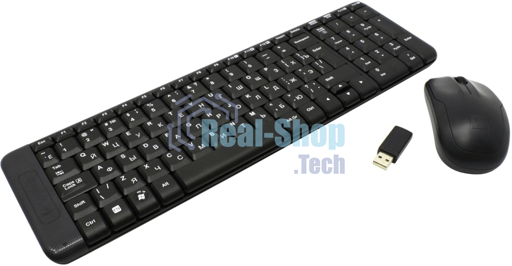 Комплект клавиатура + мышь Logitech MK220 клав:черный мышь:черный USB беспроводная