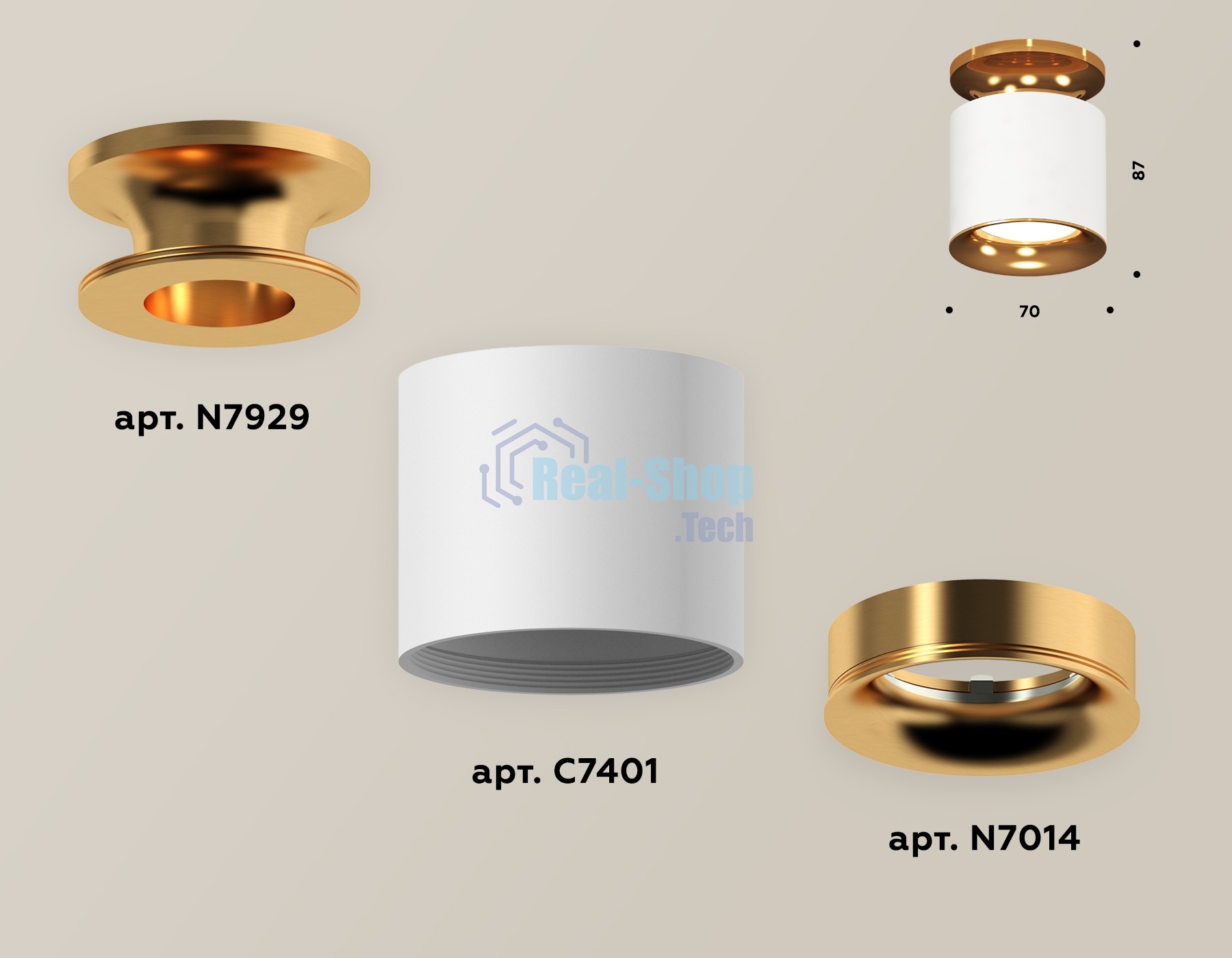 Светильник Ambrella Light XS7401122 SWH/PYG белый песок/золото желтое полированное MR16 GU5.3 (N7929, C7401, N7014)