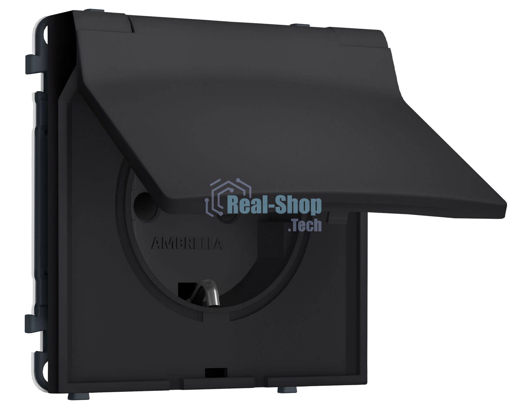 Комплект механизма электрической розетки SIGMA Черный Мягкое касание 50Hz 2P+E с/з с/ш и крышкой IP44 16A-250V QUANT PRO (SP9880, PR141)