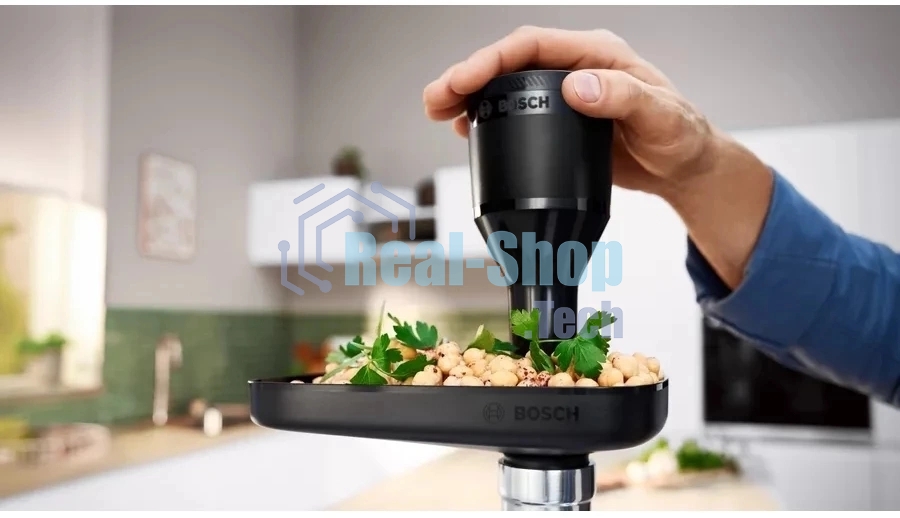 Мясорубка электрическая Bosch MFWS440B черный, 1900 Вт, 2.5 кг/мин, реверс, защита от перегрузки, насадки - 7