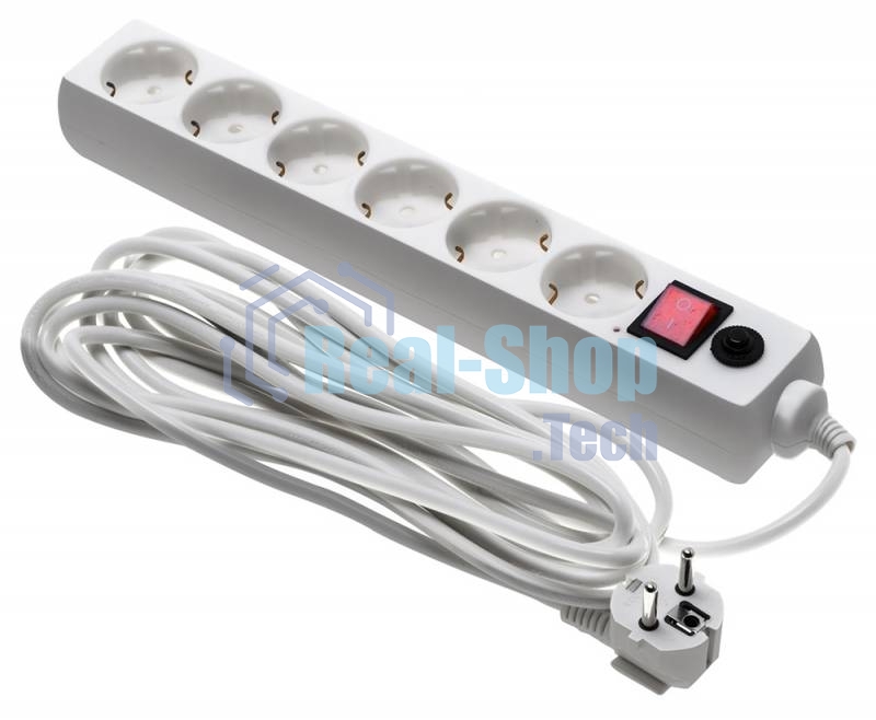 Сетевой фильтр Buro 600SH-16-5-W 5 м (6 розеток) белый (коробка)