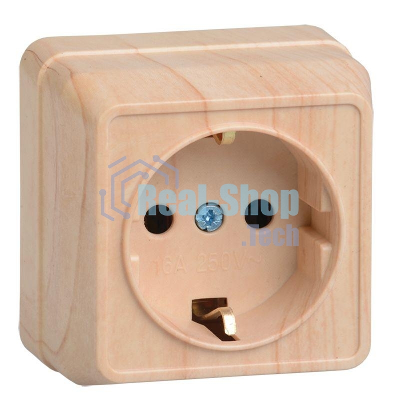 Розетка 1-м ОП Октава 16А РС20-3-ОС с заземл. сосна ИЭК ERO11-K03-16-DC