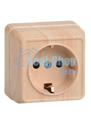 Розетка 1-м ОП Октава 16А РС20-3-ОС с заземл. сосна ИЭК ERO11-K03-16-DC