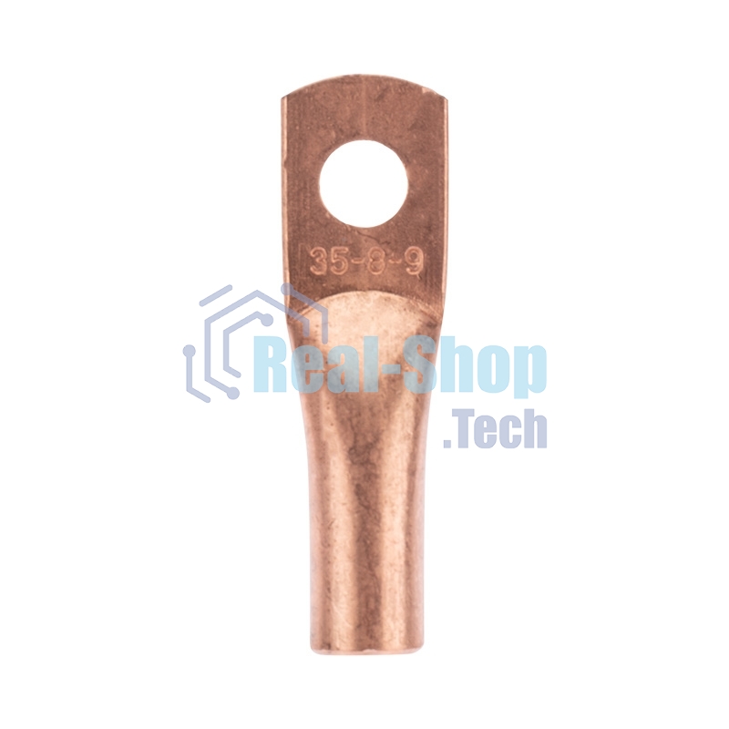 Наконечник медный Rexant ТМ 35-8-9 (35мм² - Ø8мм) (в упак. 50 шт.)