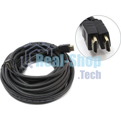 Кабель HDMI v.1.4 10м Telecom, 2 фильтра, 19M -19M, с позолоченными контактами