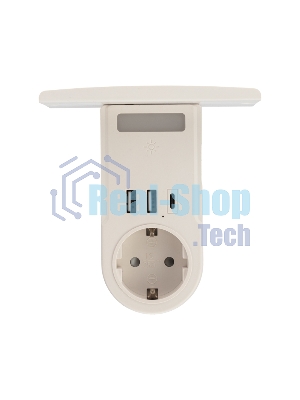 Сетевое зарядное устройство USB Rexant (2хUSB-A + USB-С) + розетка 220-250В с подсветкой и подставкой для телефона