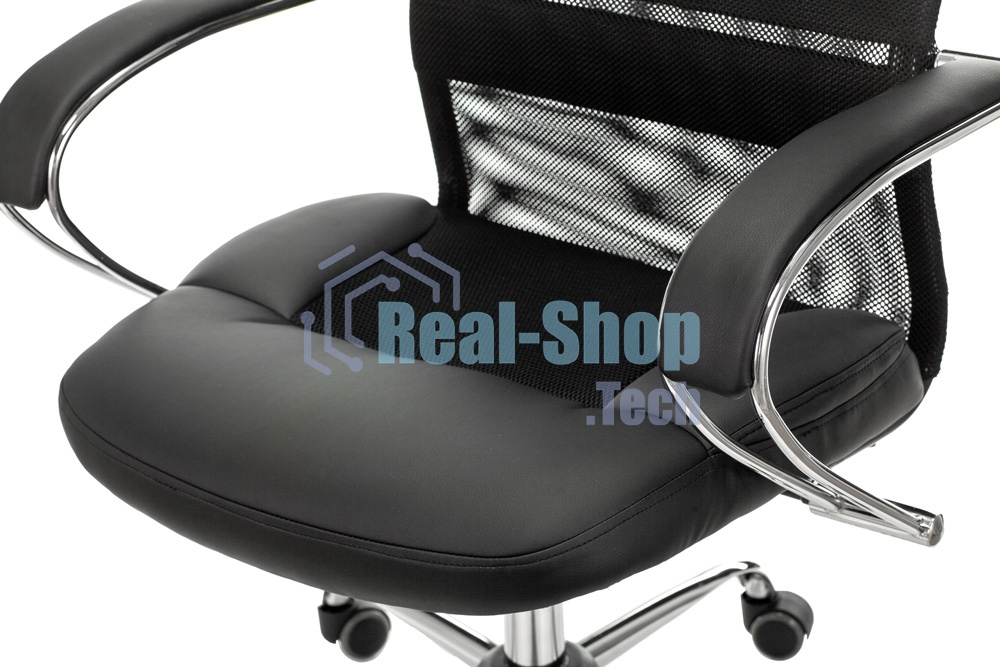 Кресло руководителя Бюрократ CH-608SL/BLACK TW-01 TW-11 черный, искусст.кожа/ткань, крестовина хром, спинка сетка